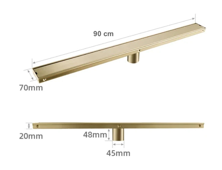 Einbau-Duschrinne aus gebürstetem Gold