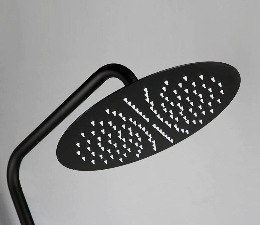 Colonne de douche noire à mitigeur thermostatique exposée Swirl Dender, Colonne de douche